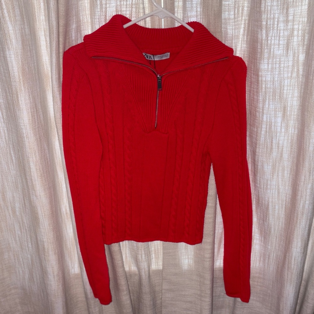 Red Cable Knit Sweater